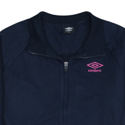 Umbro Women Navy Blue Full Zip Sweatshirt XL Cotton Blend Sportswear