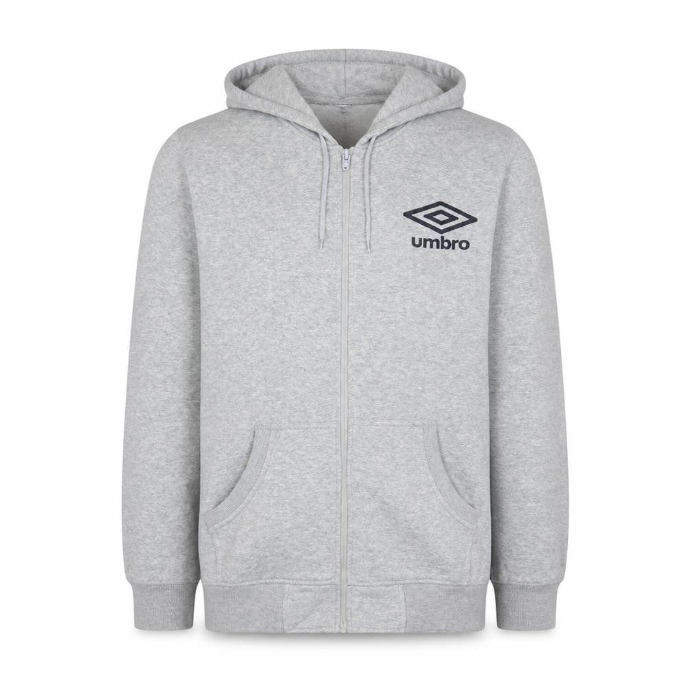Umbro Men’s Grey XL Full Zip Hoodie with Logo and Pockets