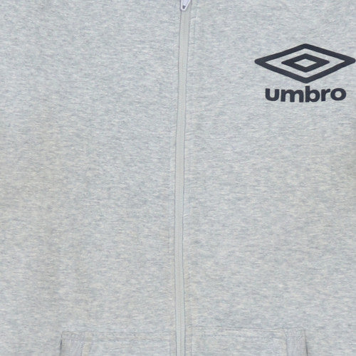 Umbro Men’s Grey XL Full Zip Hoodie with Logo and Pockets