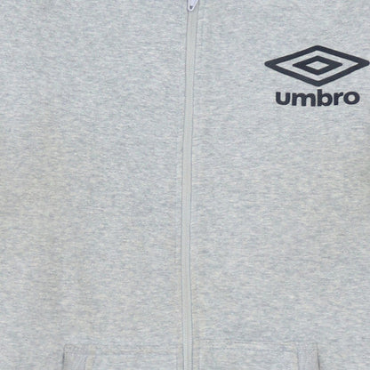 Umbro Men’s Grey XL Full Zip Hoodie with Logo and Pockets