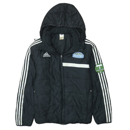 Adidas Men’s Black Hooded Puffer Jacket M Sports Winter Zip Up