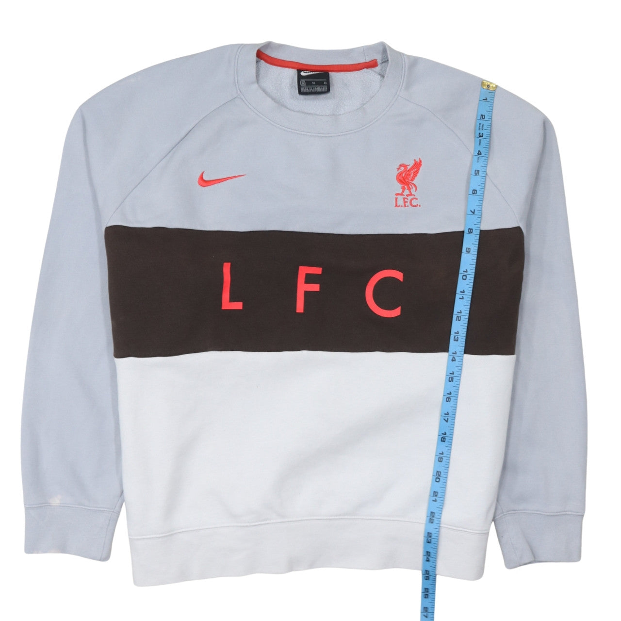 Nike Men's Grey LFC Pullover Sweatshirt XL Liverpool Logo Crew Neck