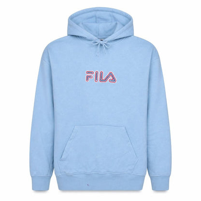 Fila Men's Blue Pullover Hoodie L Embroidered Logo Fleece Sweatshirt