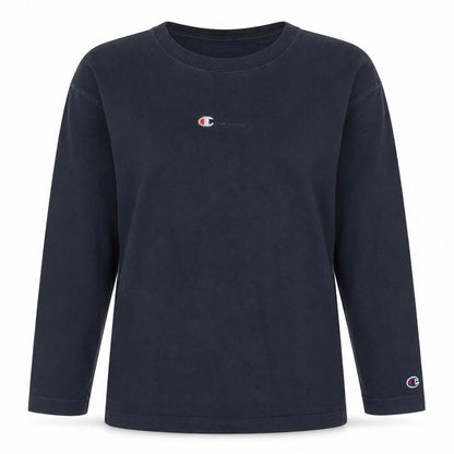 Champion Womens Black Long Sleeve Crew Neck Cotton T-Shirt Large