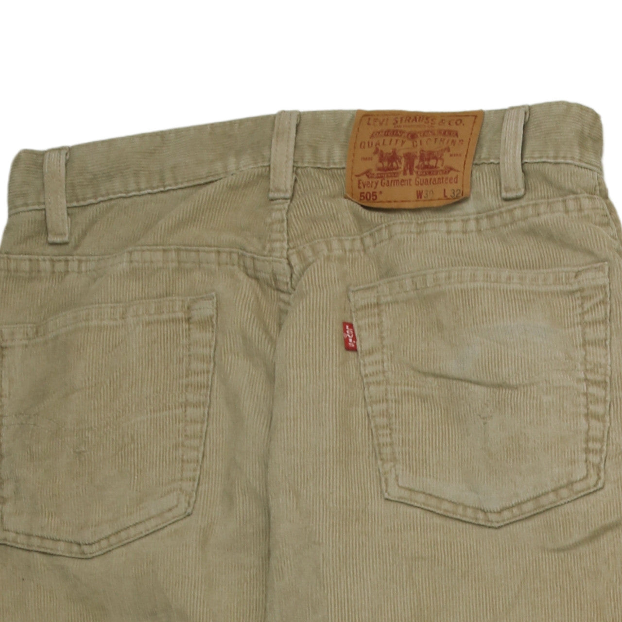 Levi's Men's Beige Corduroy 505 Regular Fit Straight Trousers W30 L32