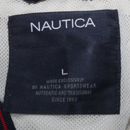 Nautica Men's White Windbreaker Jacket L Lined Cotton Nylon