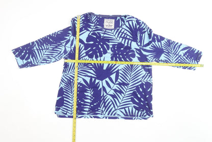 Mudd and Water Women's Blue Tropical Leaf Jersey Tunic T-Shirt Size 18