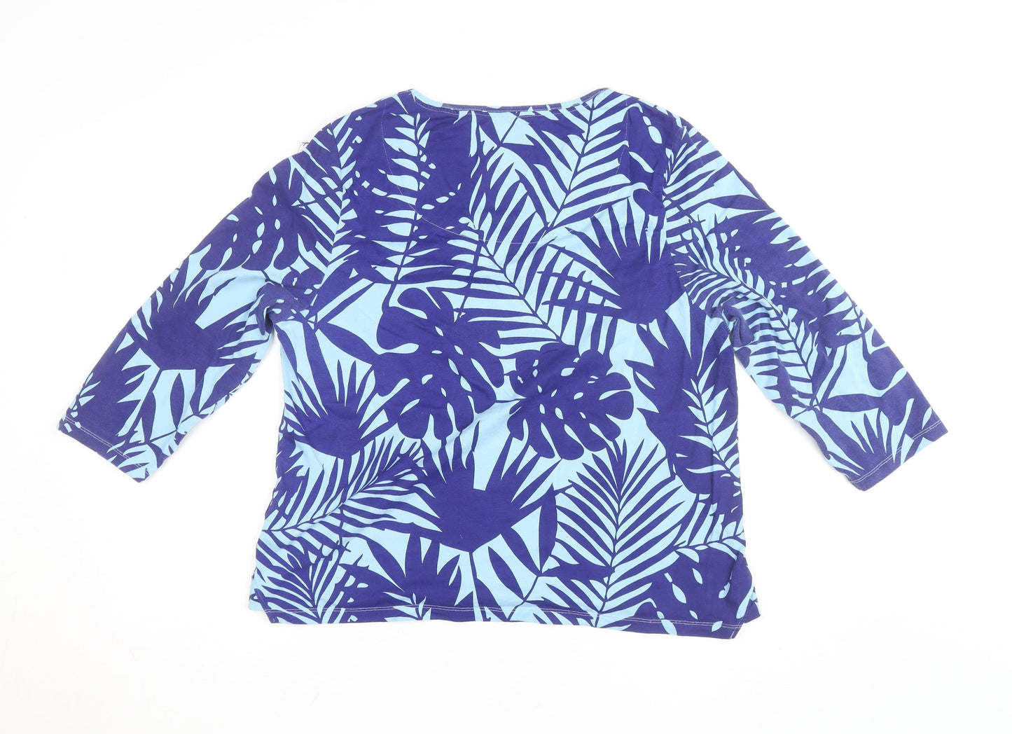 Mudd and Water Women's Blue Tropical Leaf Jersey Tunic T-Shirt Size 18