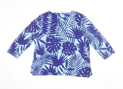 Mudd and Water Women's Blue Tropical Leaf Jersey Tunic T-Shirt Size 18