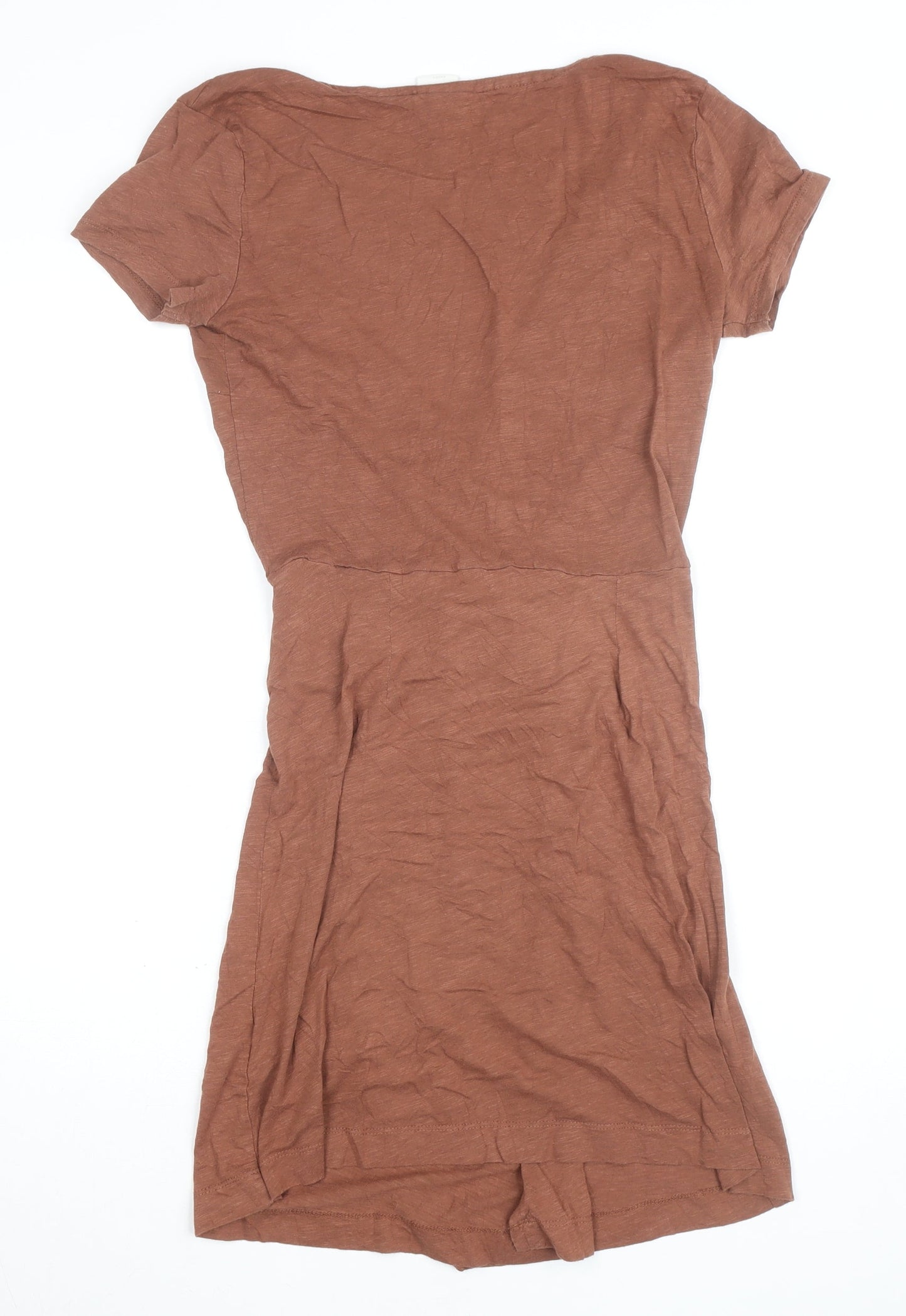 H&M Women’s Brown Short Sleeve Wrap Dress Size S