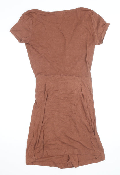 H&M Women’s Brown Short Sleeve Wrap Dress Size S