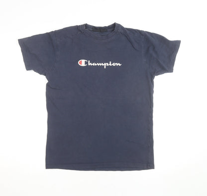 Champion Boys Blue 13 Years Crew Neck Short Sleeve Cotton Logo T-Shirt