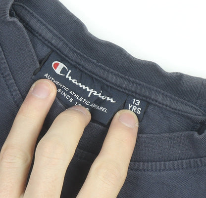 Champion Boys Blue 13 Years Crew Neck Short Sleeve Cotton Logo T-Shirt