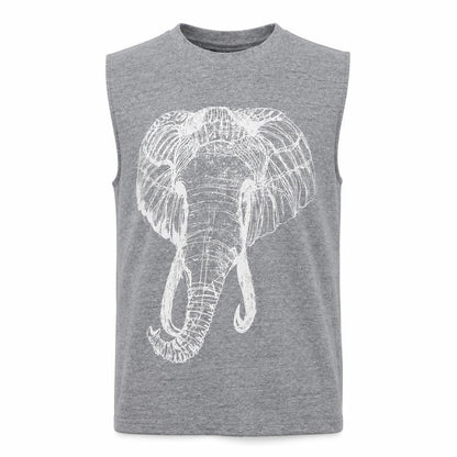 Topshop Grey Elephant Print Sleeveless Cotton Blend Top M