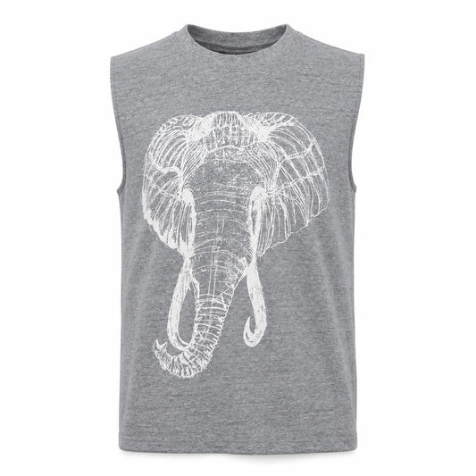 Front view of Topshop Grey Elephant Print Sleeveless Cotton Blend Top M
