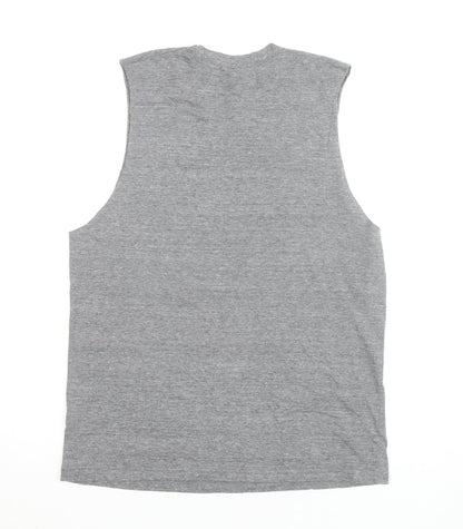 Topshop Grey Elephant Print Sleeveless Cotton Blend Top M