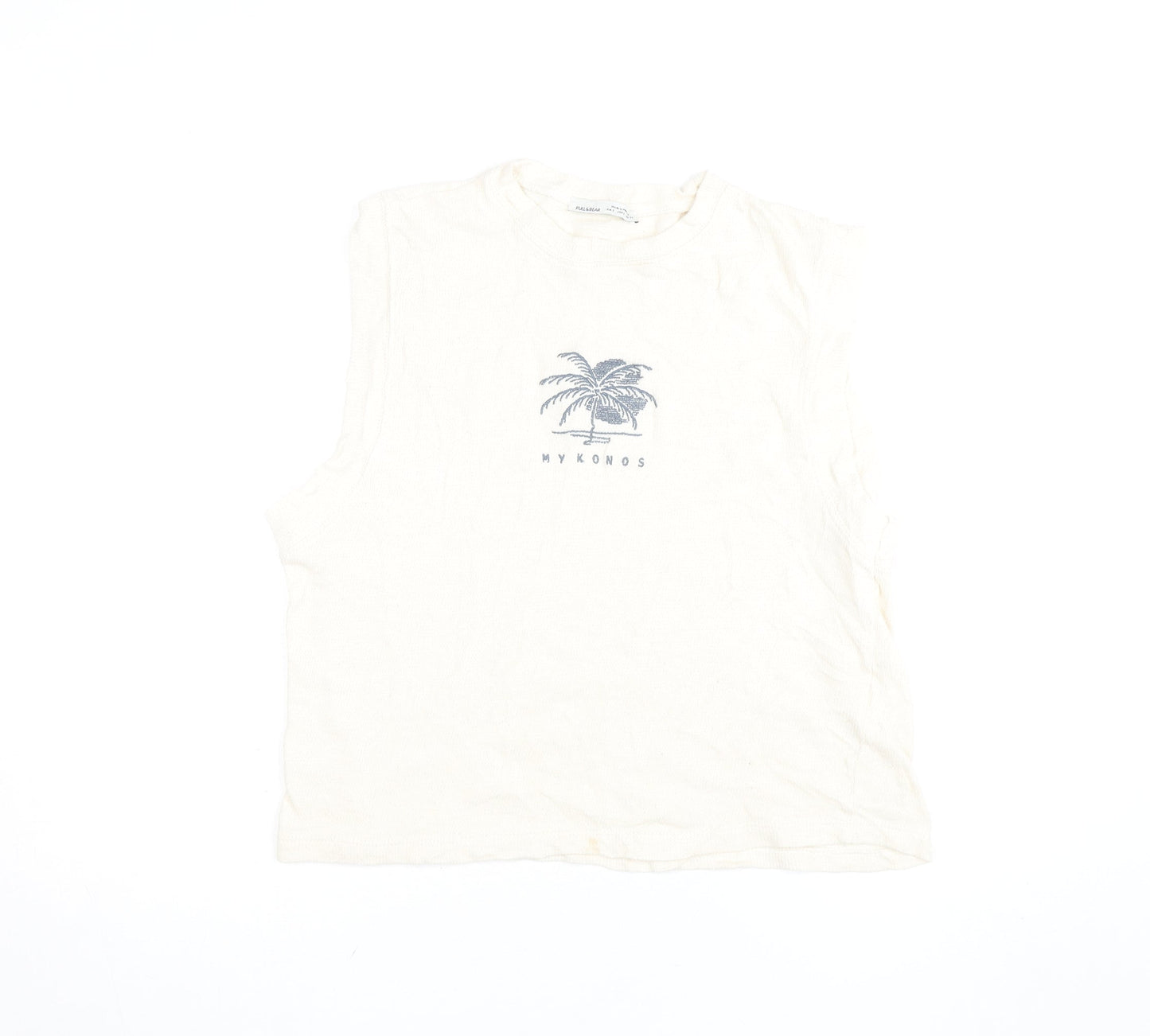 Womens UK Size S Pull & Bear Ivory Basic Tank
