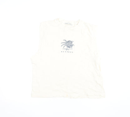 Womens UK Size S Pull & Bear Ivory Basic Tank