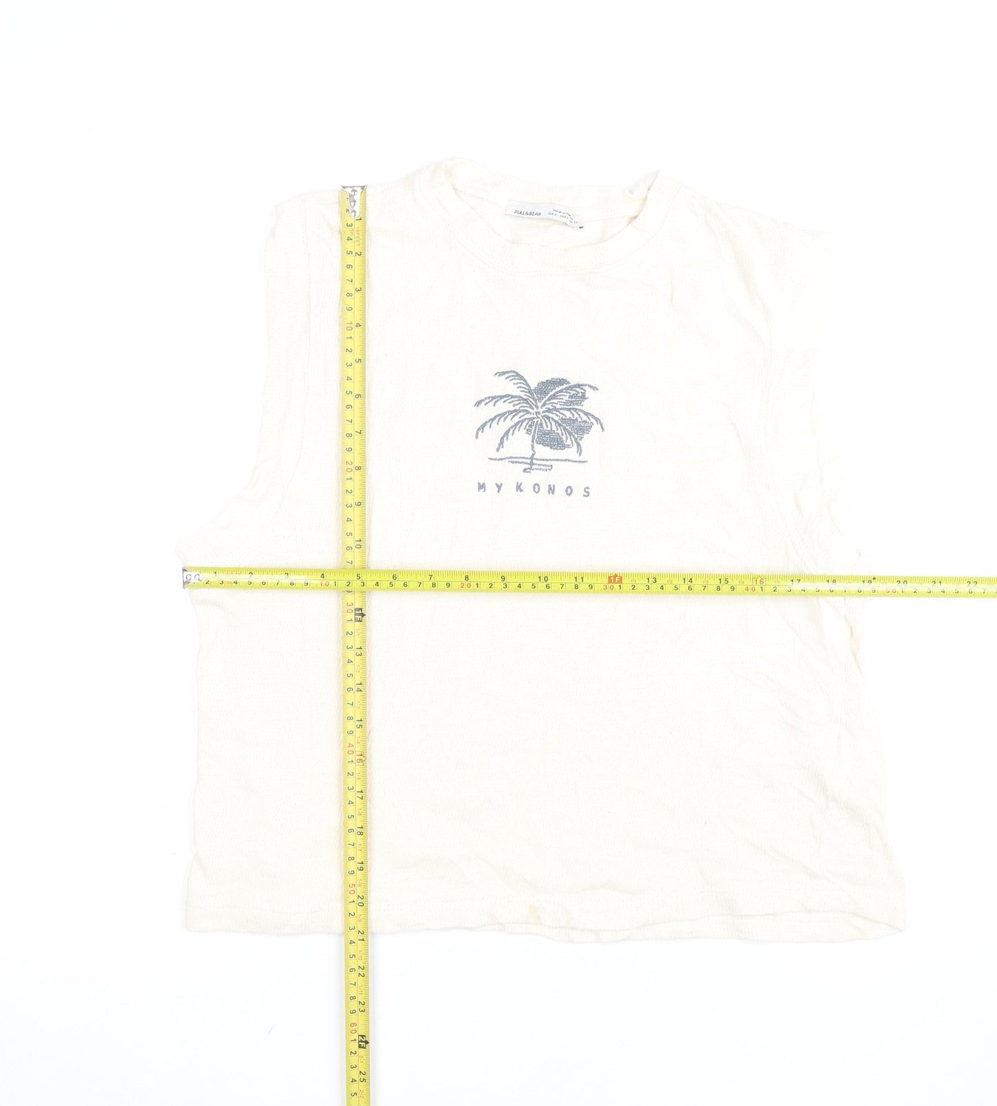 Womens UK Size S Pull & Bear Ivory Basic Tank