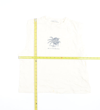 Womens UK Size S Pull & Bear Ivory Basic Tank