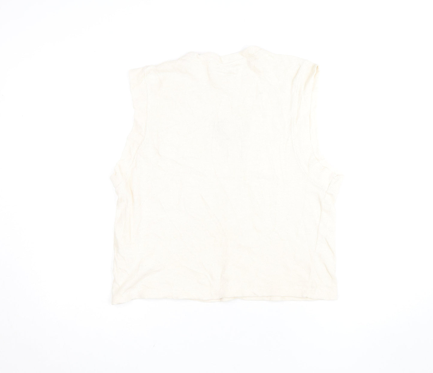 Womens UK Size S Pull & Bear Ivory Basic Tank
