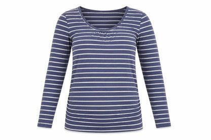 mamas & papas Women's Blue Striped Long Sleeve Maternity T-Shirt Size 10