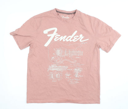 Fender Men's Pink Graphic Guitar Print Short Sleeve T-Shirt Medium