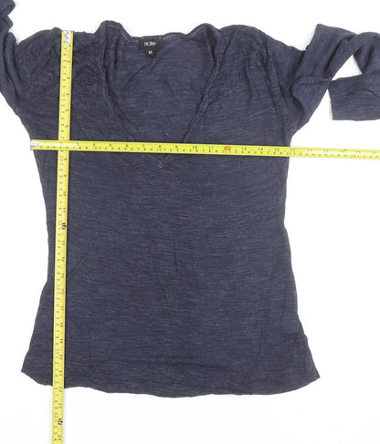 Hobbs Womens Blue Cotton V-Neck Long Sleeve T-Shirt M