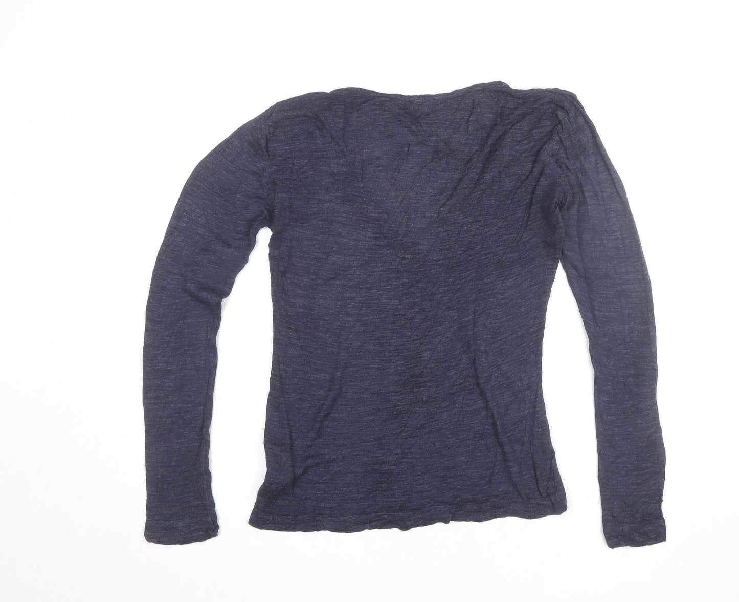 Hobbs Womens Blue Cotton V-Neck Long Sleeve T-Shirt M