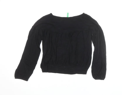United Colors of Benetton Women's Black Lace Panel Tunic Blouse L