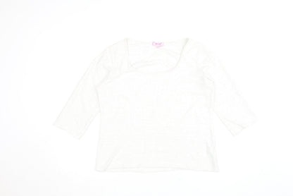 Marks and Spencer Per Una Women's White 3/4 Sleeve Basic T-Shirt Size 16