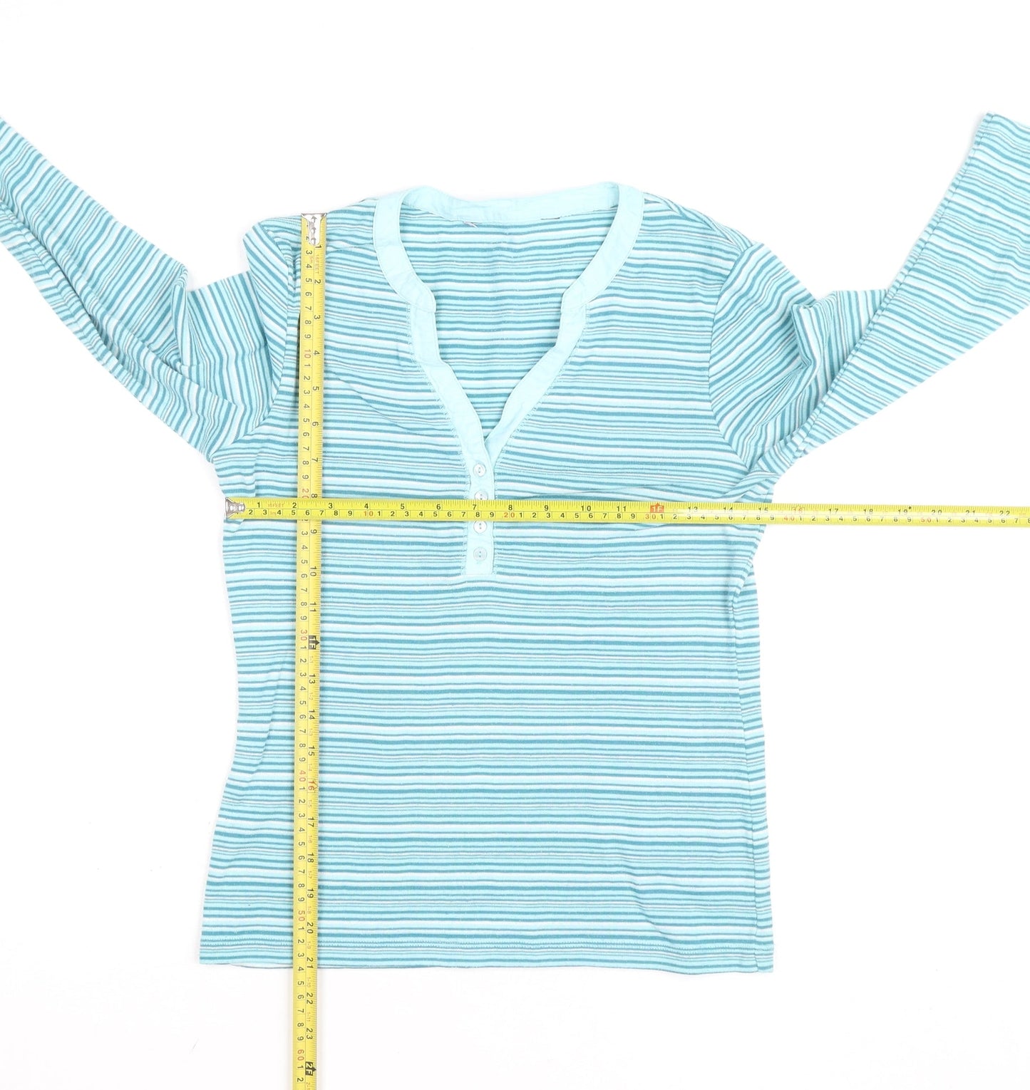 Debenhams Women’s Blue Striped Henley Long Sleeve T-Shirt Size 10