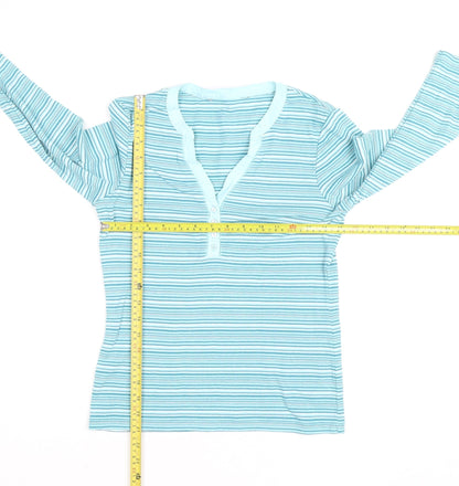 Debenhams Women’s Blue Striped Henley Long Sleeve T-Shirt Size 10