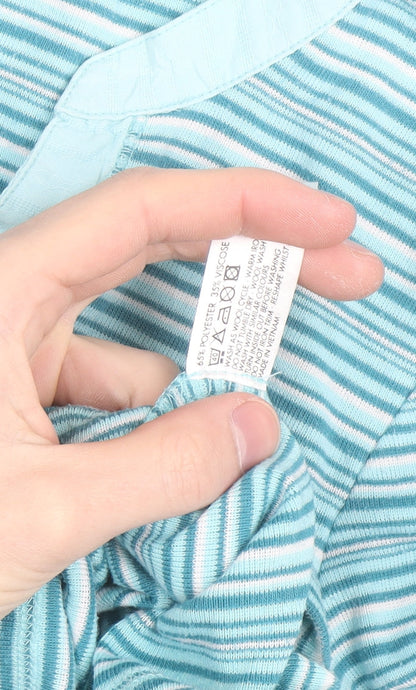 Debenhams Women’s Blue Striped Henley Long Sleeve T-Shirt Size 10