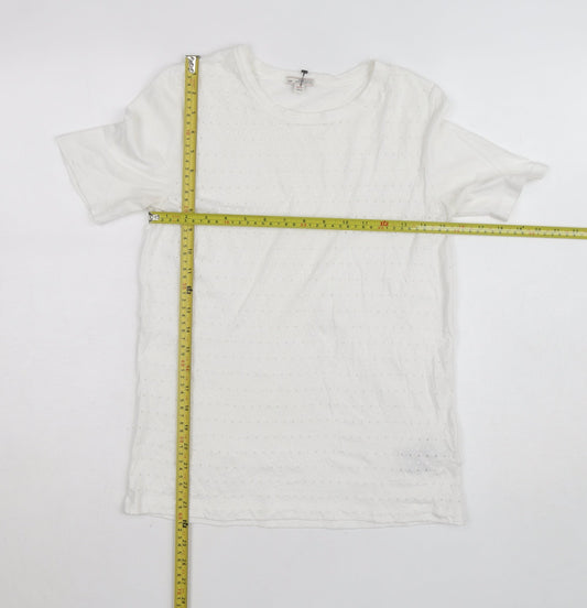 Gap Women’s White Polka Dot Cotton Blend Crew Neck T-Shirt XS