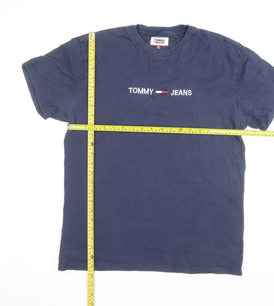 Tommy Jeans Men's Blue Cotton Logo T-Shirt Size M Short Sleeve