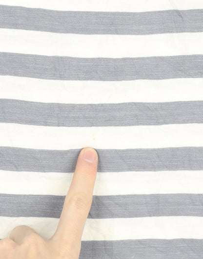 Fat Face Women's Grey White Striped Floral 3/4 Sleeve Cotton Top Size 12