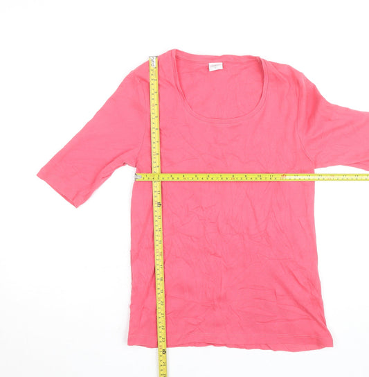 Cotton Traders Women's Pink 100% Cotton Basic Short Sleeve T-Shirt Size 10