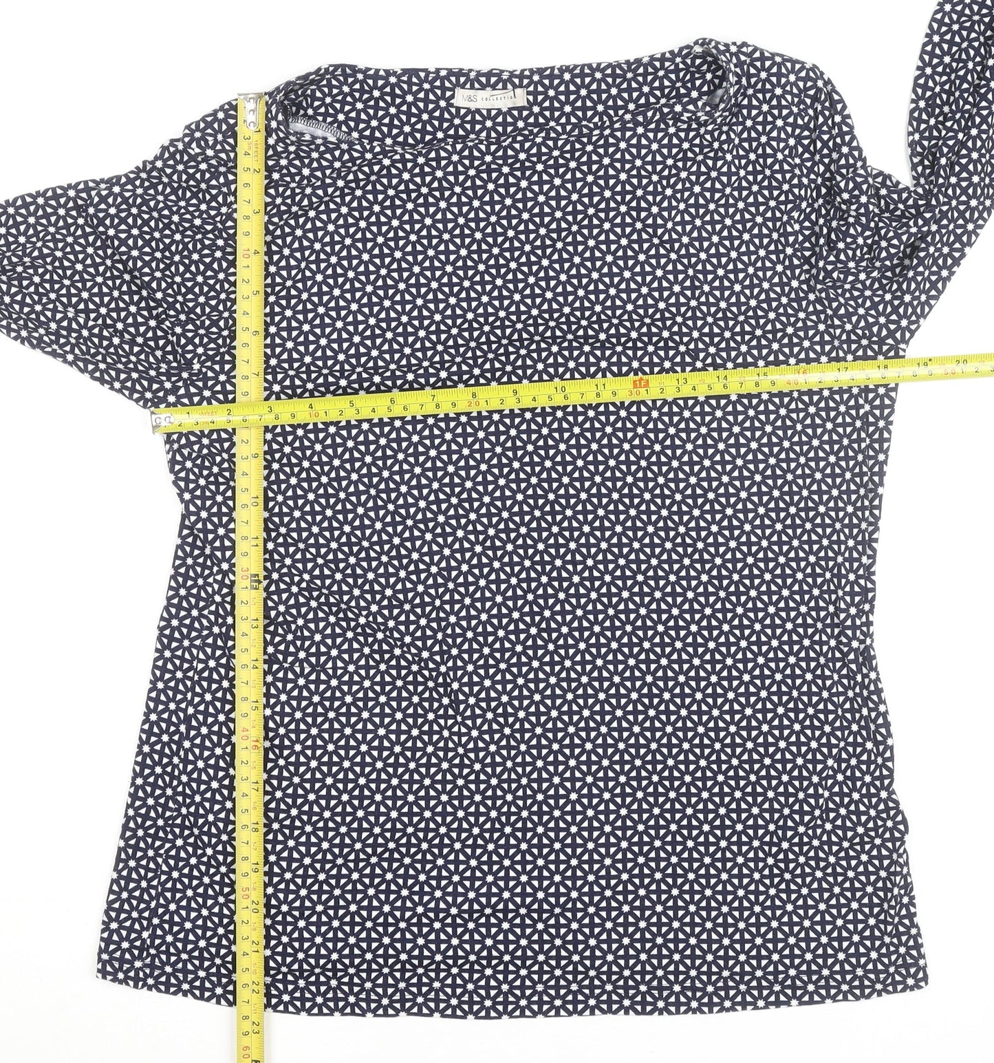 Marks and Spencer Womens Blue Geometric Tunic Blouse Size 16