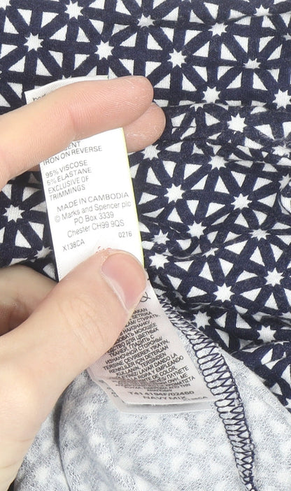Marks and Spencer Womens Blue Geometric Tunic Blouse Size 16