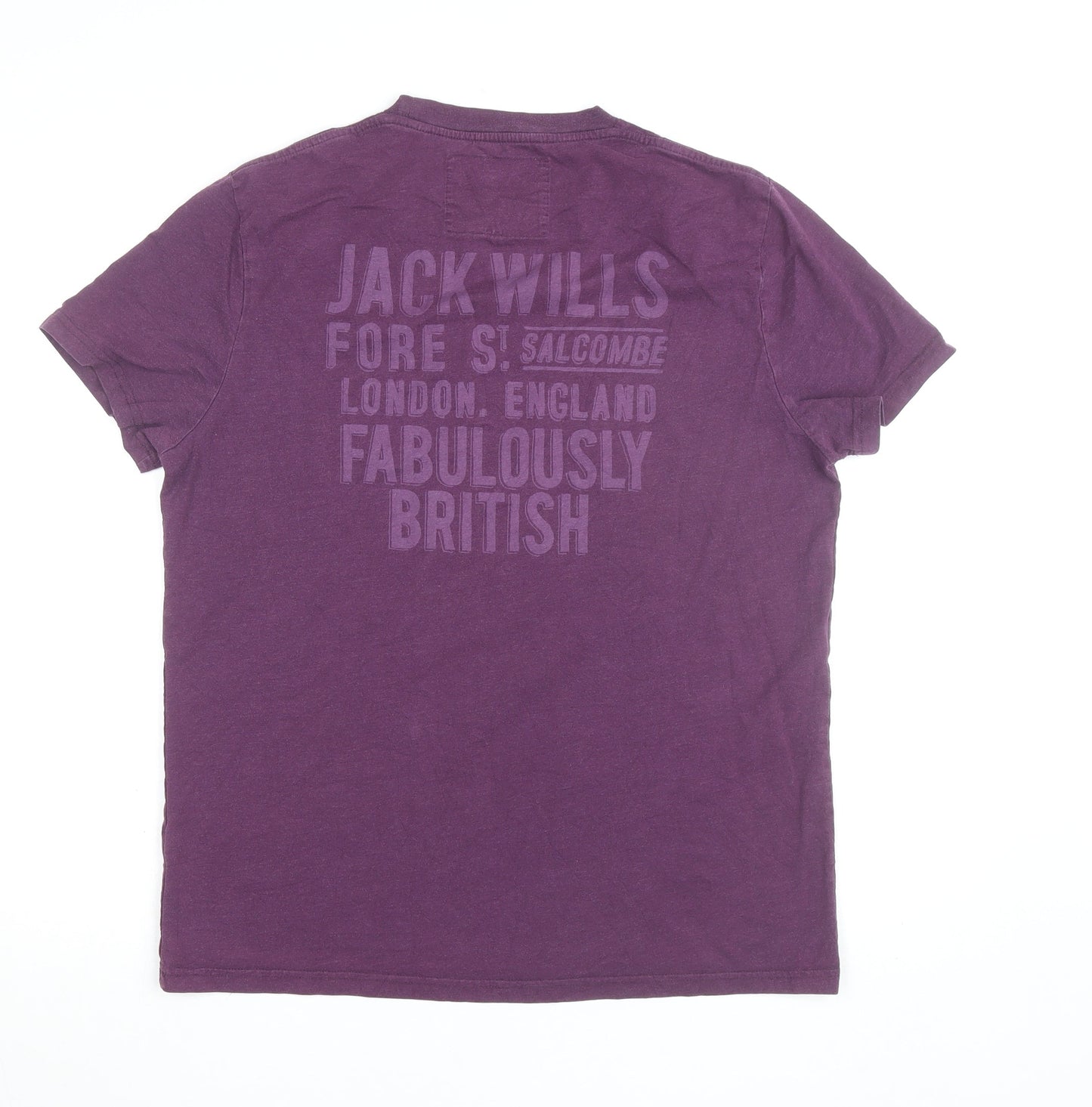 Jack Wills Men's Purple Graphic Logo T-Shirt XL Classic Fit