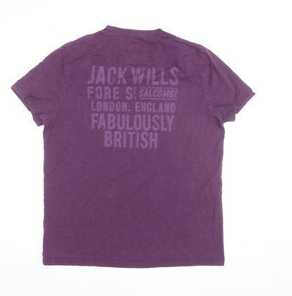 Jack Wills Men's Purple Graphic Logo T-Shirt XL Classic Fit