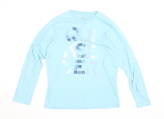 Quiksilver Mens Blue Long Sleeve Organic Cotton Surf Graphic Top L
