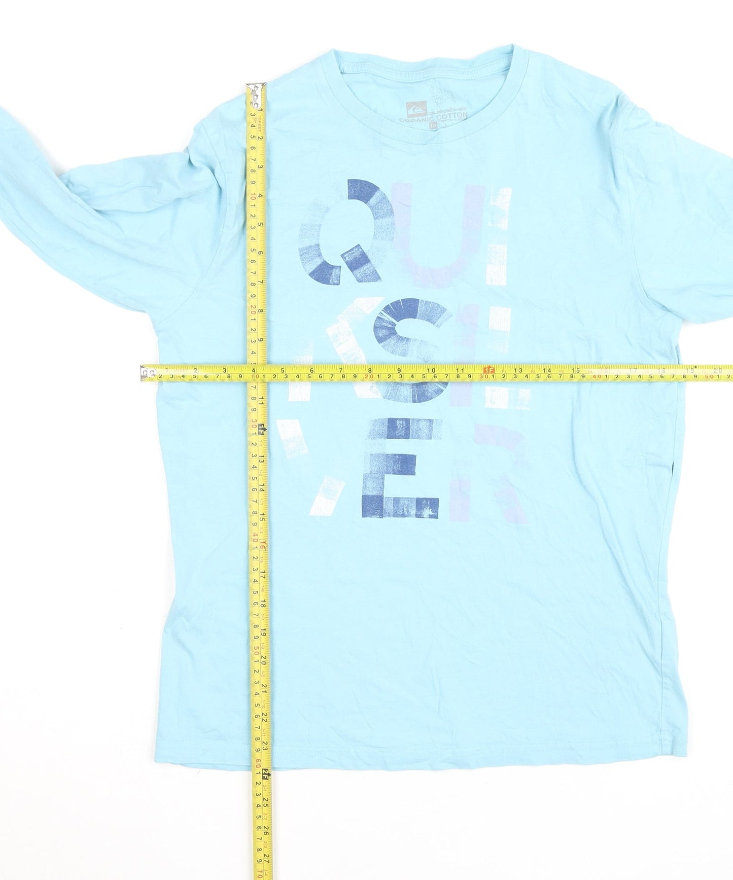 Quiksilver Mens Blue Long Sleeve Organic Cotton Surf Graphic Top L