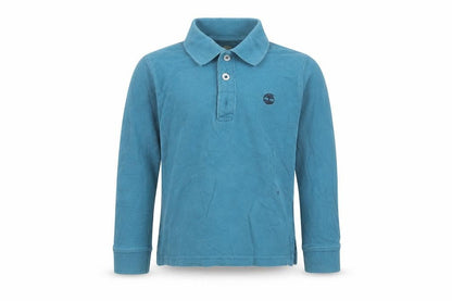Timberland Boys Blue Long Sleeve Cotton Polo Shirt Size 6 Years