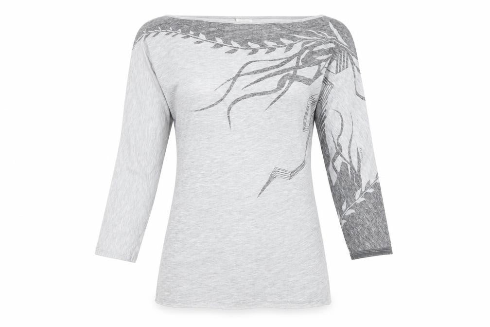 Diesel Womens Grey XS Boat Neck 3/4 Sleeve Jersey T-Shirt