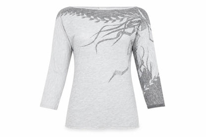 Diesel Womens Grey XS Boat Neck 3/4 Sleeve Jersey T-Shirt