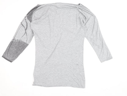 Diesel Womens Grey XS Boat Neck 3/4 Sleeve Jersey T-Shirt