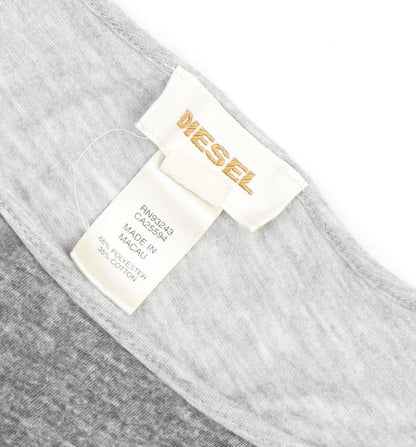 Diesel Womens Grey XS Boat Neck 3/4 Sleeve Jersey T-Shirt