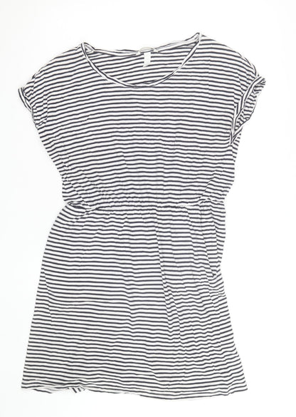 H&M Women’s Black White Striped T-Shirt Dress Size L